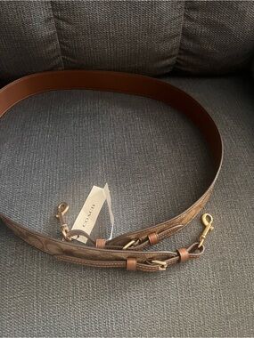 Coach Brown Monogram Removable Crossbody Strap with Gold Hardware